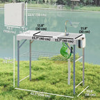 Table de nettoyage de poisson pliable Table de camping avec éviers et robinet