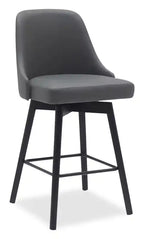 Nash Counter-Height Stool with Swivel Seat & Vegan Leather Fabric, 26.5H, Wood & Metal