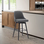 Tabouret de comptoir Nash avec assise pivotante et revêtement en similicuir, hauteur 26,5 po, bois et métal