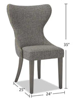 Chaise de salle à manger à dossier cabriolet avec tissu aspect lin