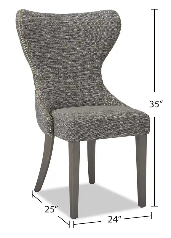 Chaise de salle à manger à dossier cabriolet avec tissu aspect lin