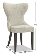Chaise de salle à manger à dossier cabriolet avec tissu aspect lin