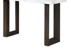 Table de canapé moderne 48 po – Aspect marbre blanc et gris avec pieds en bois brun