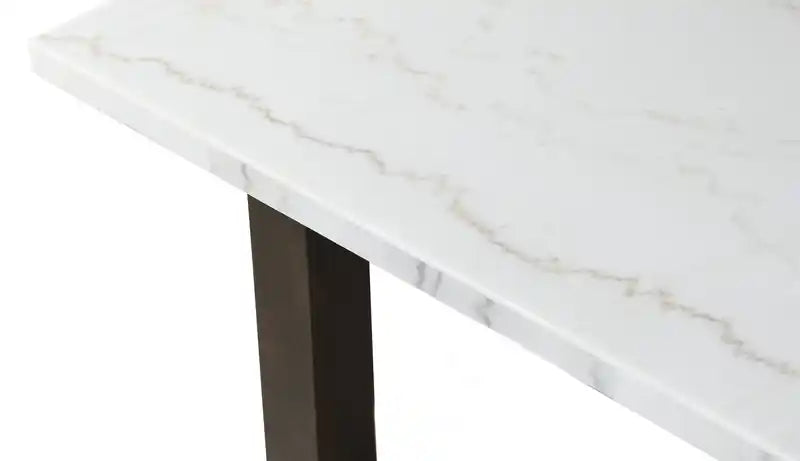 Table de canapé moderne 48 po – Aspect marbre blanc et gris avec pieds en bois brun