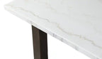 Table de canapé moderne 48 po – Aspect marbre blanc et gris avec pieds en bois brun