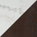 Table de canapé moderne 48 po – Aspect marbre blanc et gris avec pieds en bois brun