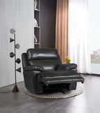 Fauteuil inclinable électrique en cuir véritable Sorrento 42 avec port USB - Gris anthracite