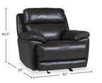 Fauteuil inclinable électrique en cuir véritable Sorrento 42 avec port USB - Gris anthracite