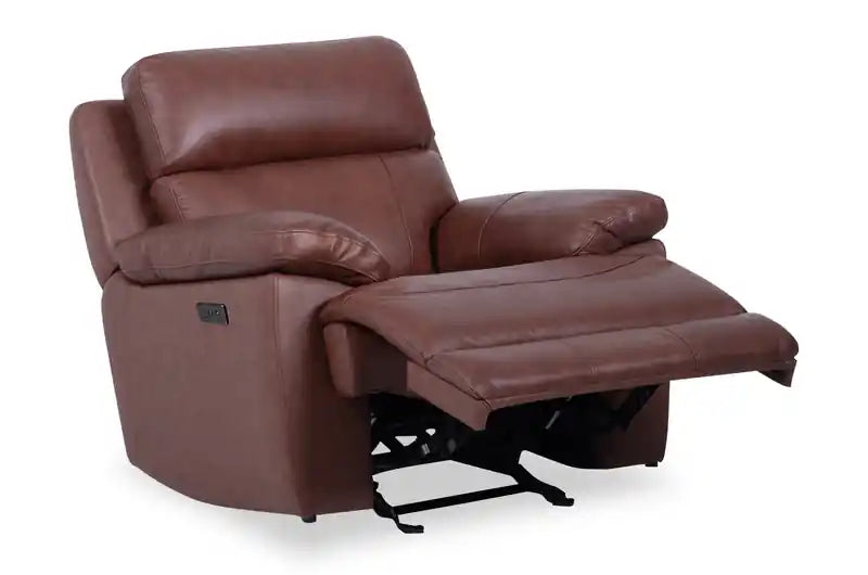 Fauteuil inclinable électrique en cuir véritable Sorrento 42 avec port USB - Gris anthracite