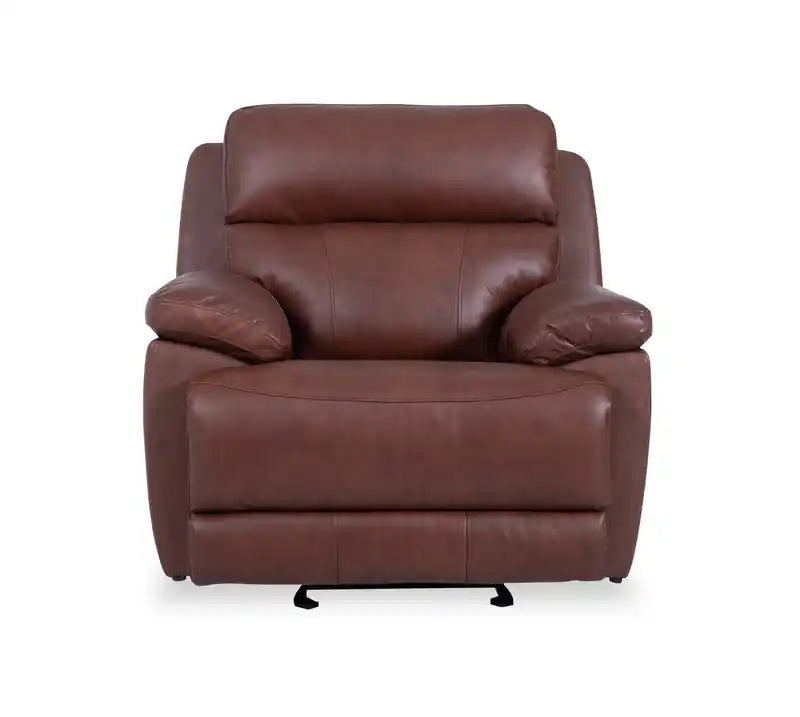 Fauteuil inclinable électrique en cuir véritable Sorrento 42 avec port USB - Gris anthracite