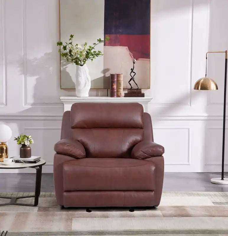Fauteuil inclinable électrique en cuir véritable Sorrento 42 avec port USB - Gris anthracite