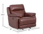 Fauteuil inclinable électrique en cuir véritable Sorrento 42 avec port USB - Gris anthracite