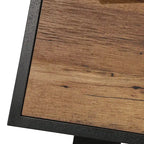 Bureau d'angle en L de 154 cm avec 2 tiroirs et armoire – Chêne vintage et noir