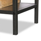 Bureau d'angle en L de 154 cm avec 2 tiroirs et armoire – Chêne vintage et noir